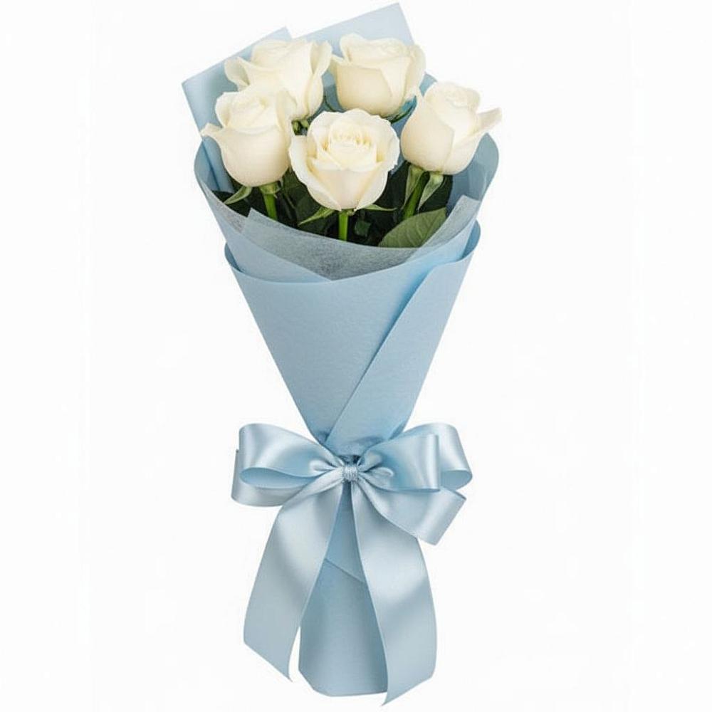 Букет 5 Белых роз Проуд в Сосновом Бору