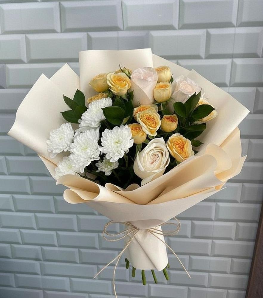 Букет цветов из: Розы и Хризантемы в Сосновом Бору