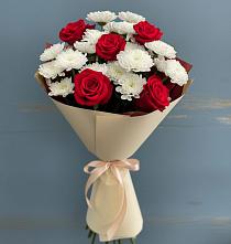 Букет цветов из:  Розы и Хризантемы в Сосновом Бору