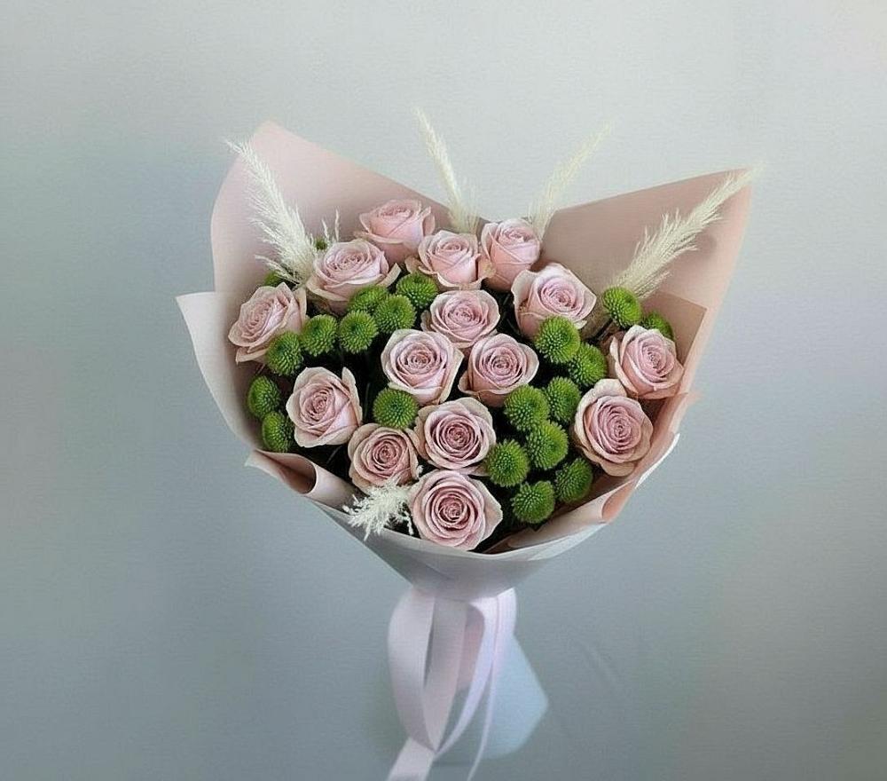 Букет цветов из: Розы и Хризантемы в Сосновом Бору