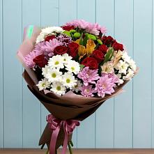 Букет цветов из:  Розы, Хризантемы и Альстромерии в Сосновом Бору