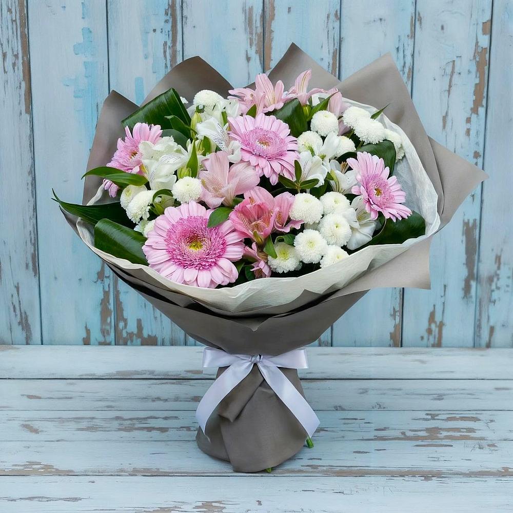 Букет цветов из: Герберы, Альстромерии и Хризантемы в Сосновом Бору
