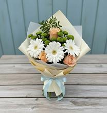 Букет цветов из:  Герберы, Розы и Хризантемы в Сосновом Бору