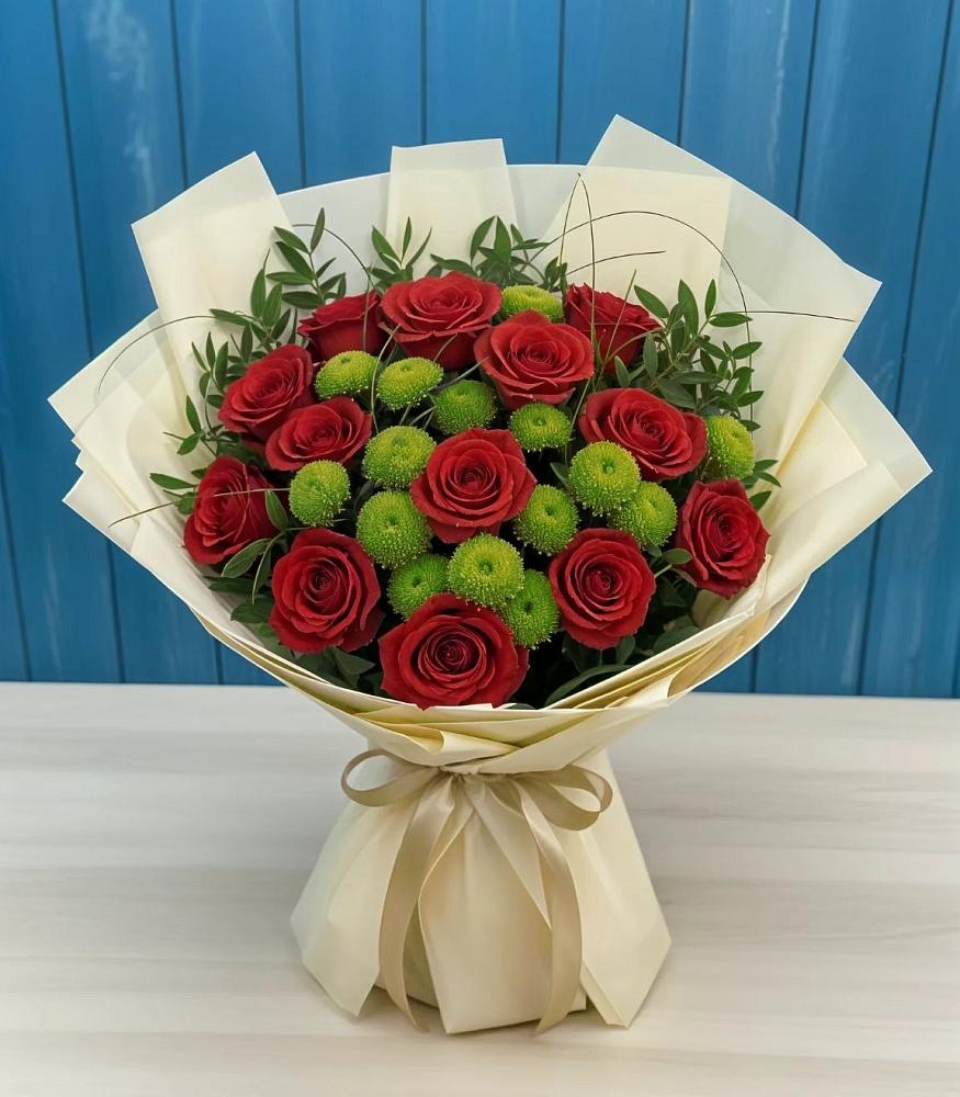 Букет цветов из: Розы и Хризантемы в Сосновом Бору